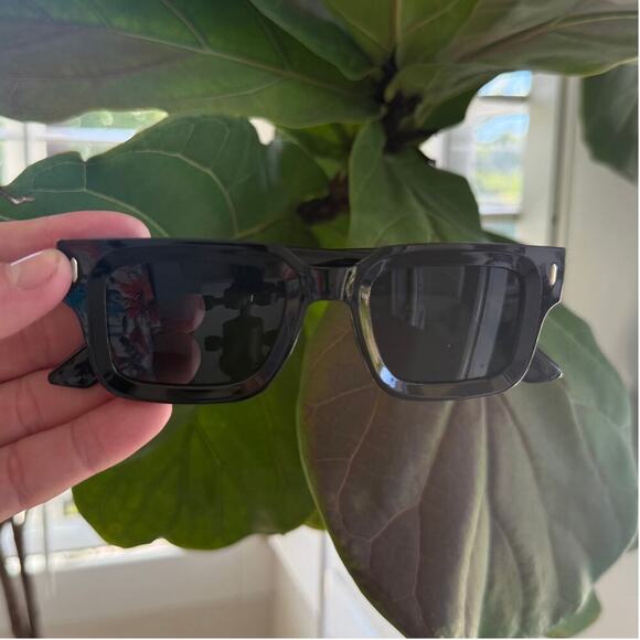 Y2K Black Square Sunglasses Unisex Bold Clean Look UVA UVB - Picture 9 of 9